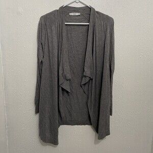 VINCE Gray Merino Wool Blend Drape Open Front Long Cardigan Sweater Womens XXS